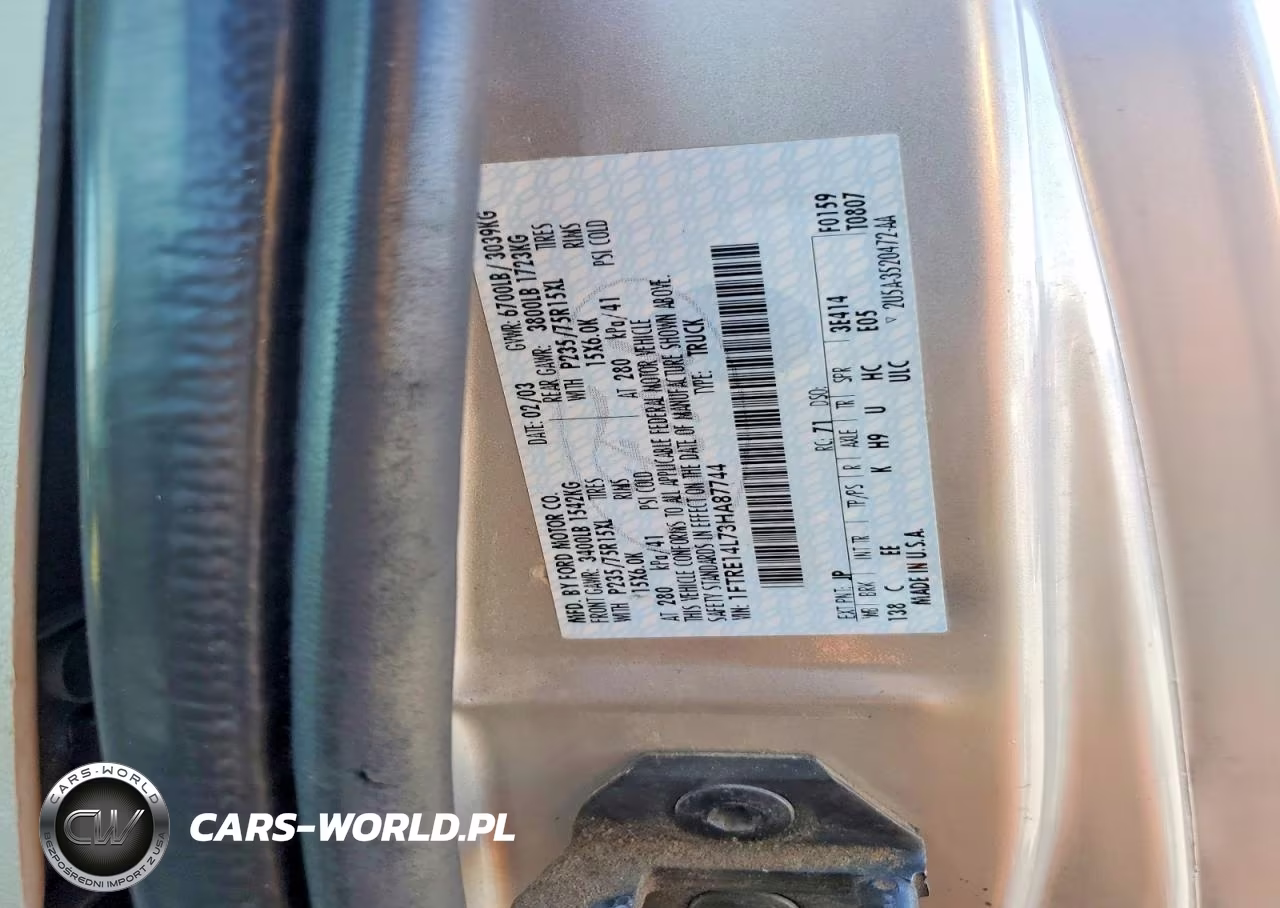 2003 Ford Econoline E150 VIN:1FTRE14L73HA87744 - 12