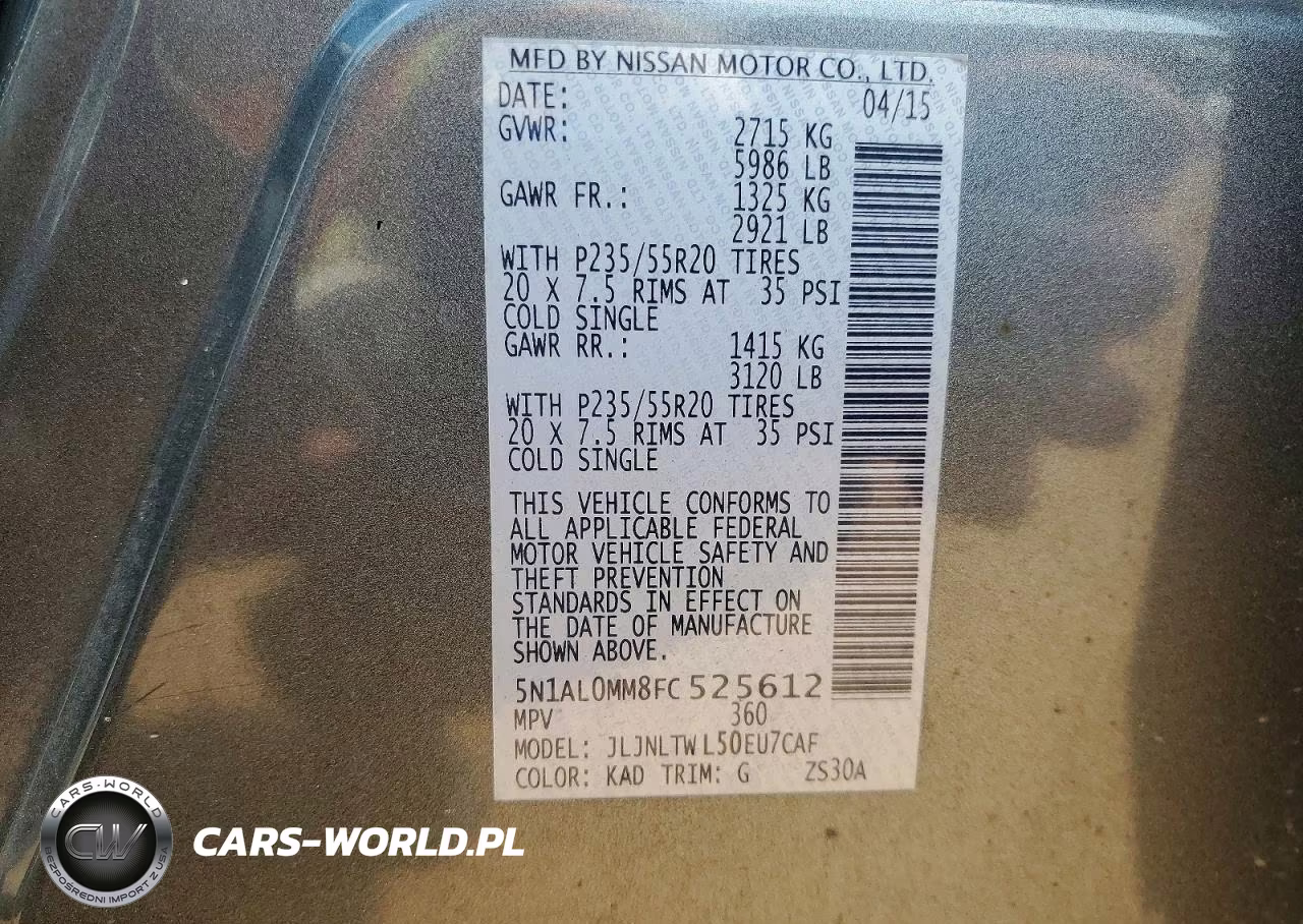 2015 Infiniti Qx60 Base VIN:5N1AL0MM8FC525612 - 13