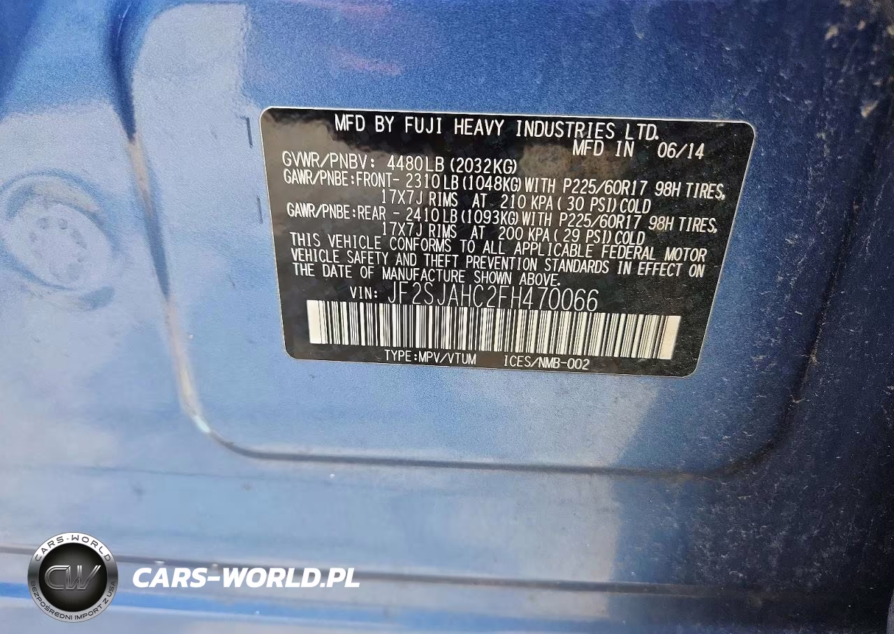 2015 Subaru Forester 2.5I Limited VIN:JF2SJAHC2FH470066 - 13