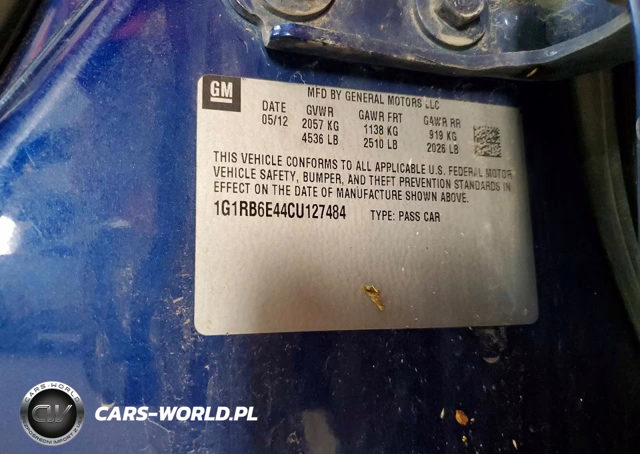 2012 Chevrolet Volt VIN:1G1RB6E44CU127484 - 12