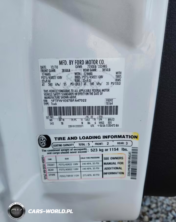 2011 Ford F150 Supercrew VIN:1FTFW1E67BFA47022 - 12