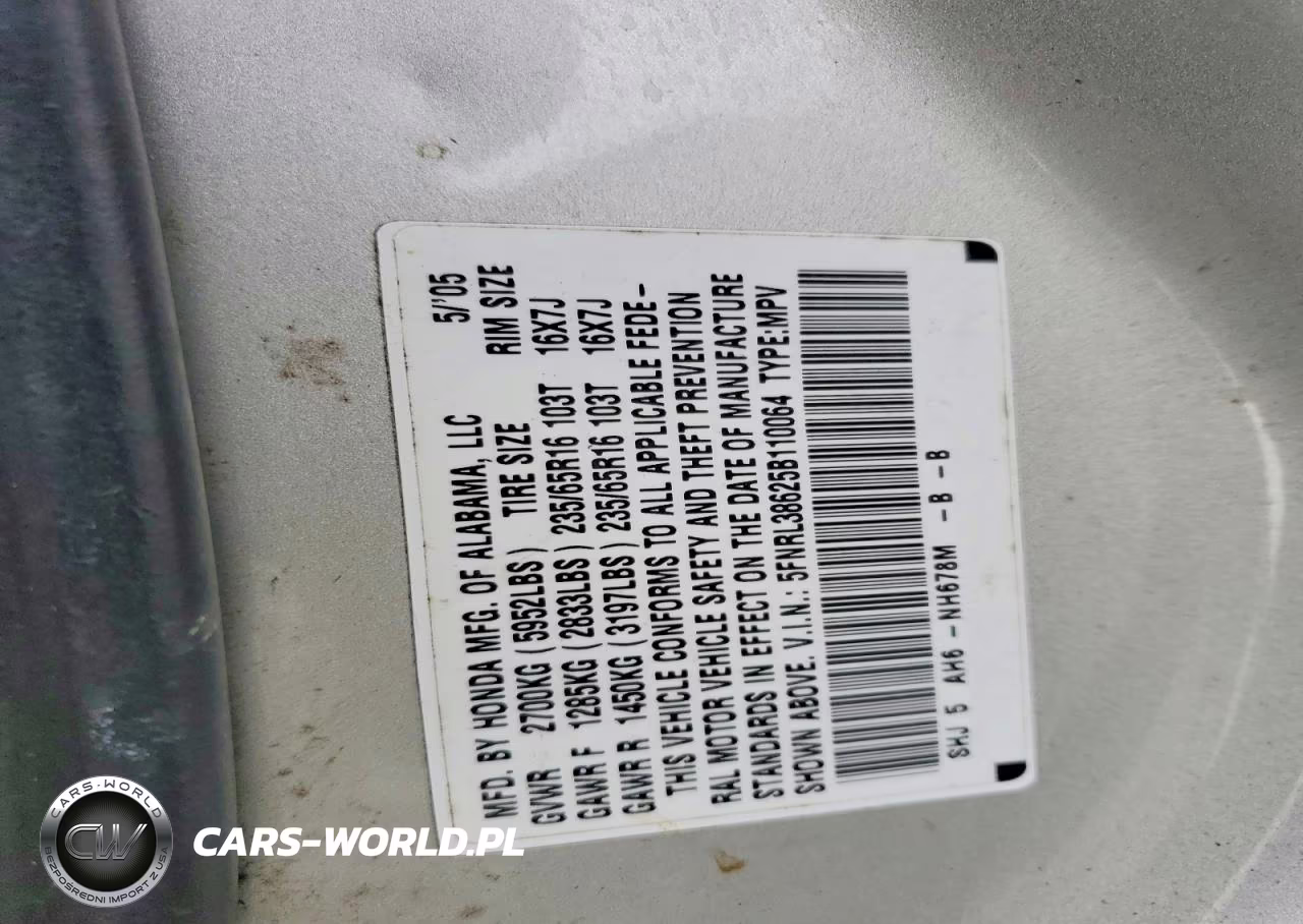 2005 Honda Odyssey Exl VIN:5FNRL38625B110064 - 13