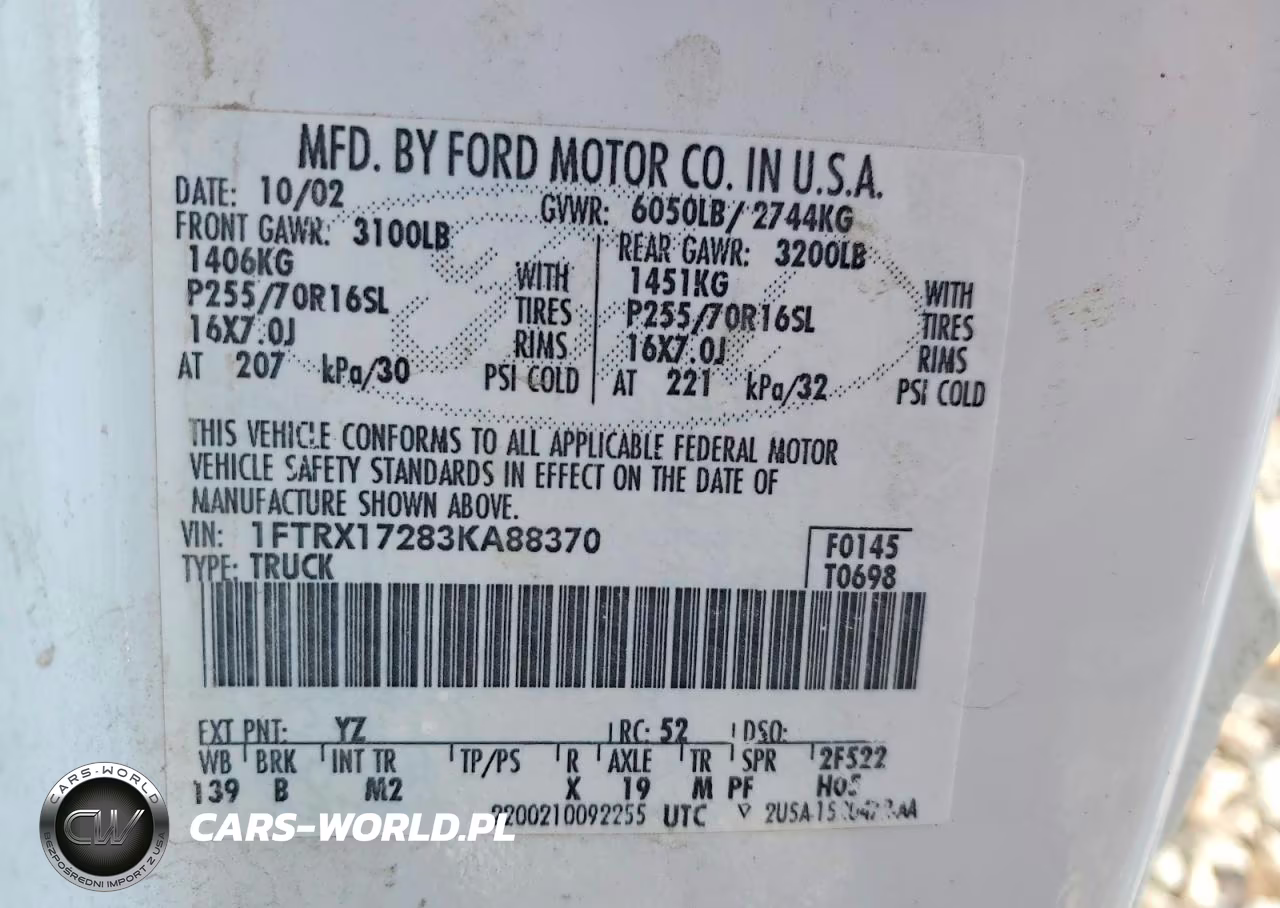 2003 Ford F150 VIN:1FTRX17283KA88370 - 13