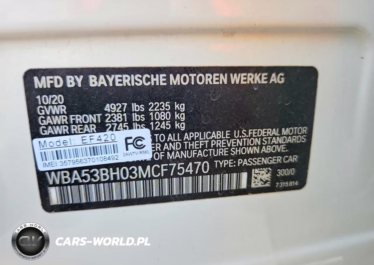 2021 BMW 530 I VIN:WBA53BH03MCF75470 - 25