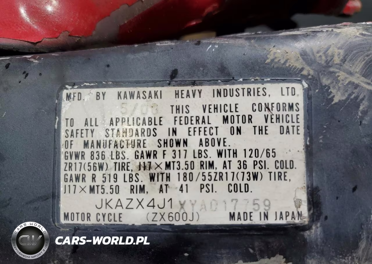 2000 Kawasaki Zx600 J1 VIN:JKAZX4J1XYA017759 - 16