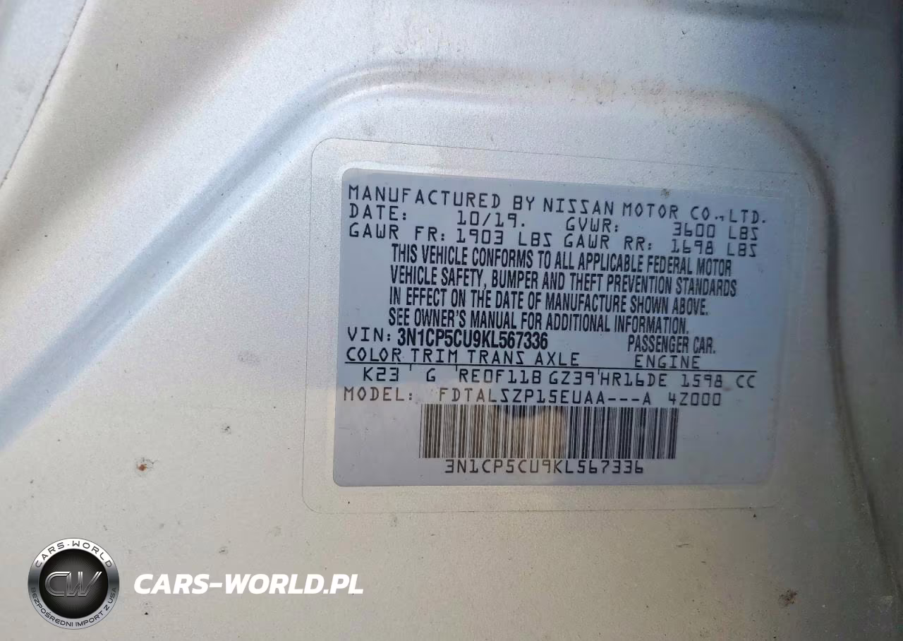2019 Nissan Kicks Sv VIN:3N1CP5CU9KL567336 - 13