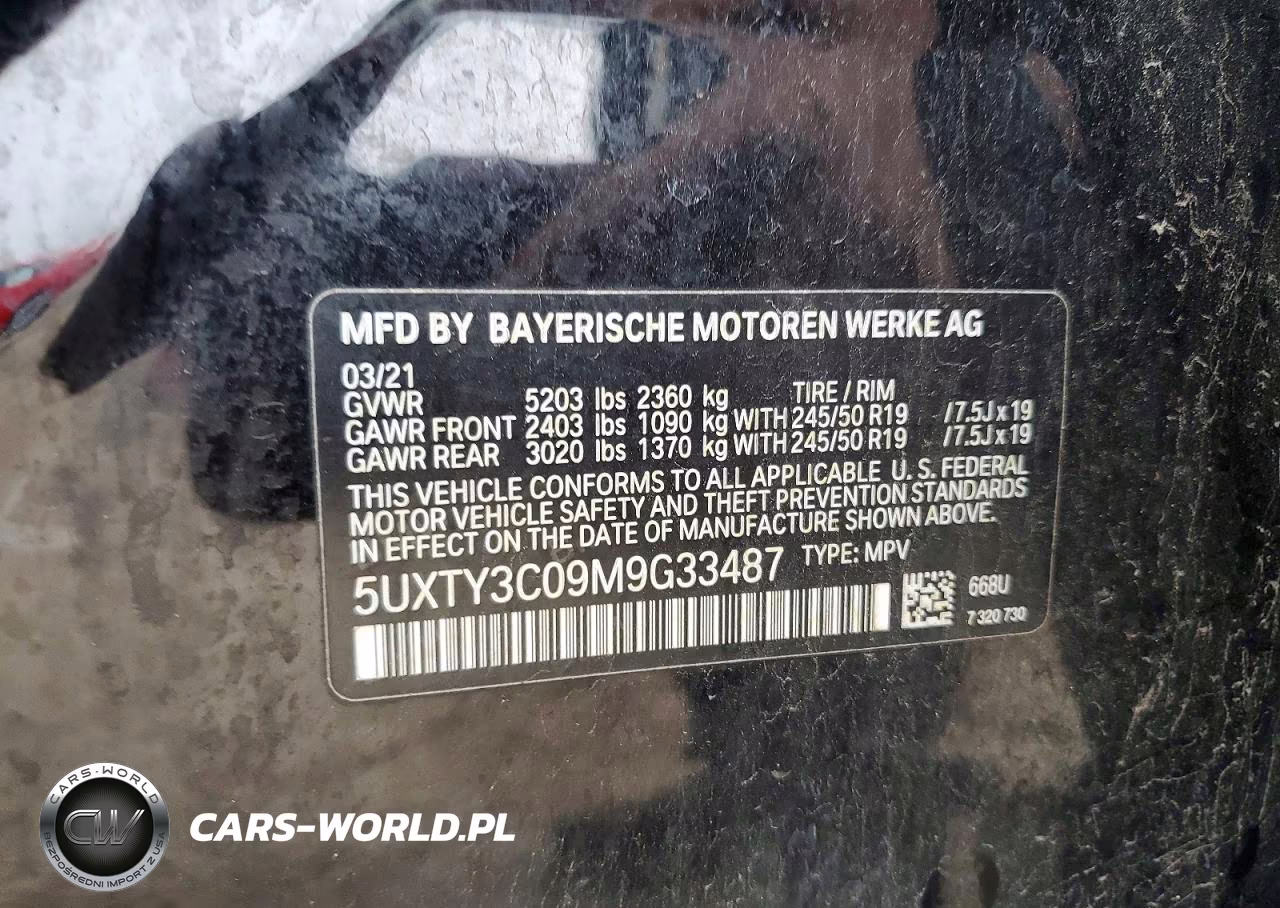 2021 BMW X3 Sdrive30I VIN:5UXTY3C09M9G33487 - 13