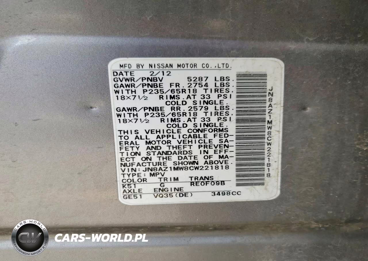 2012 Nissan Murano VIN:JN8AZ1MW8CW221818 - 14
