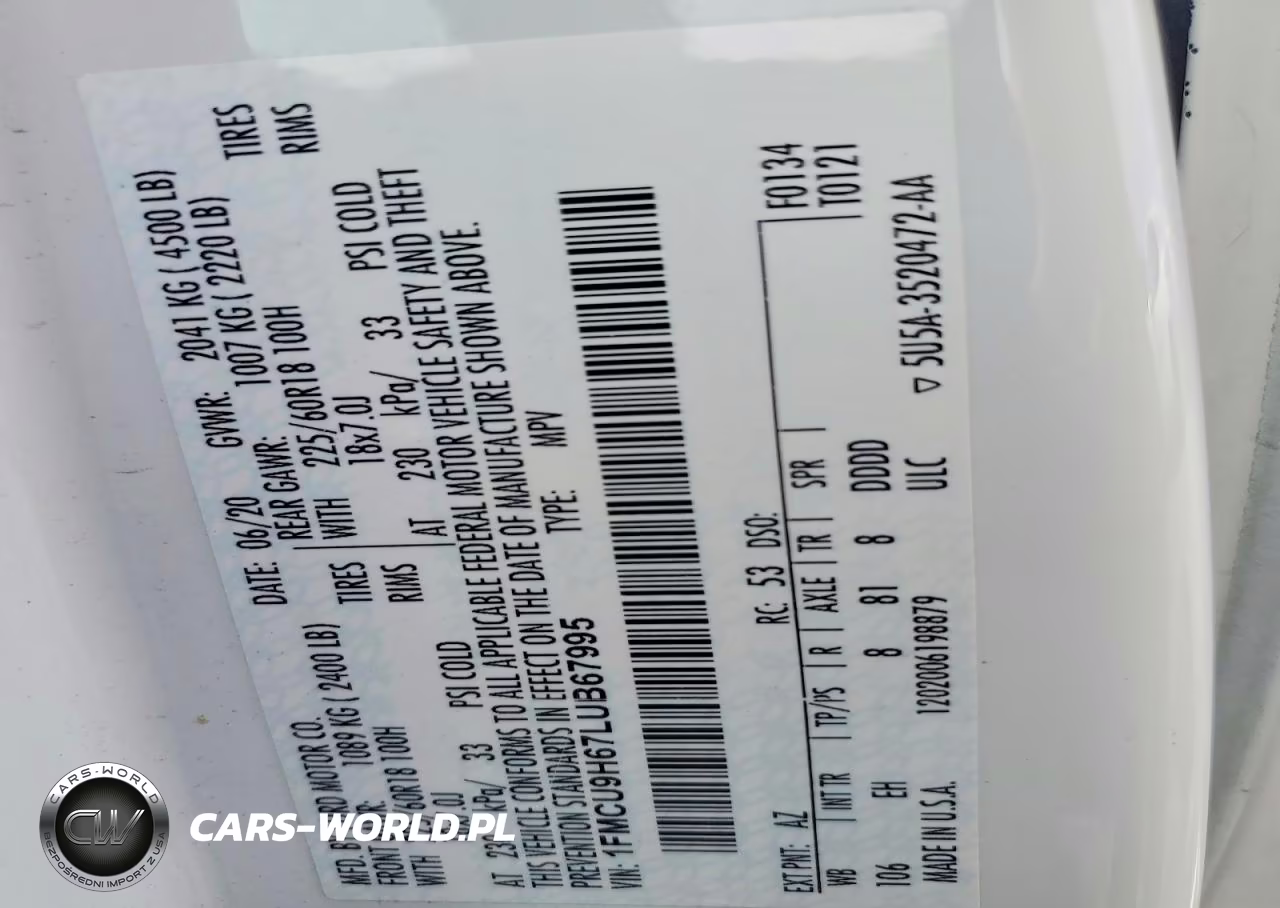 2020 Ford Escape Sel VIN:1FMCU9H67LUB67995 - 13