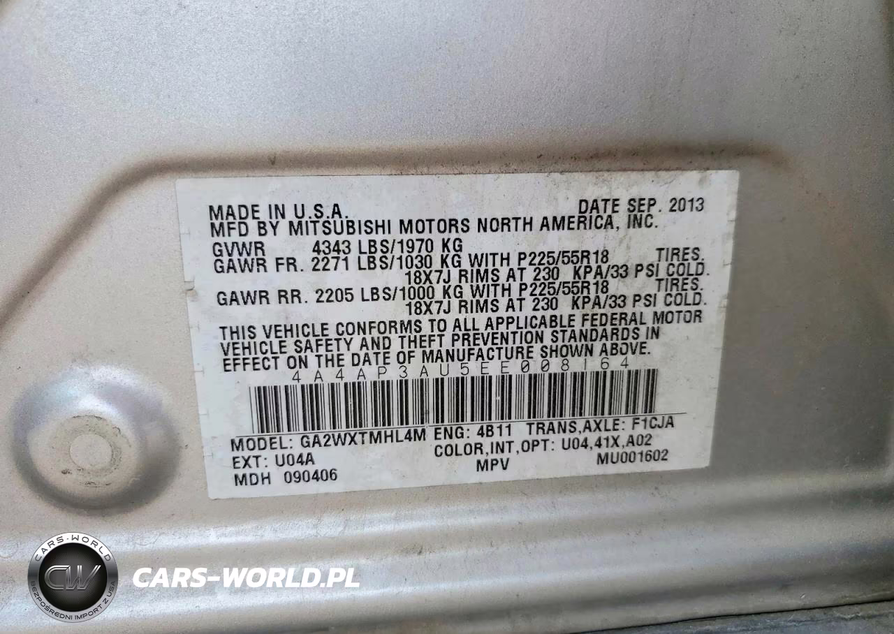 2014 Mitsubishi Outlander Sport Es VIN:4A4AP3AU5EE008164 - 12