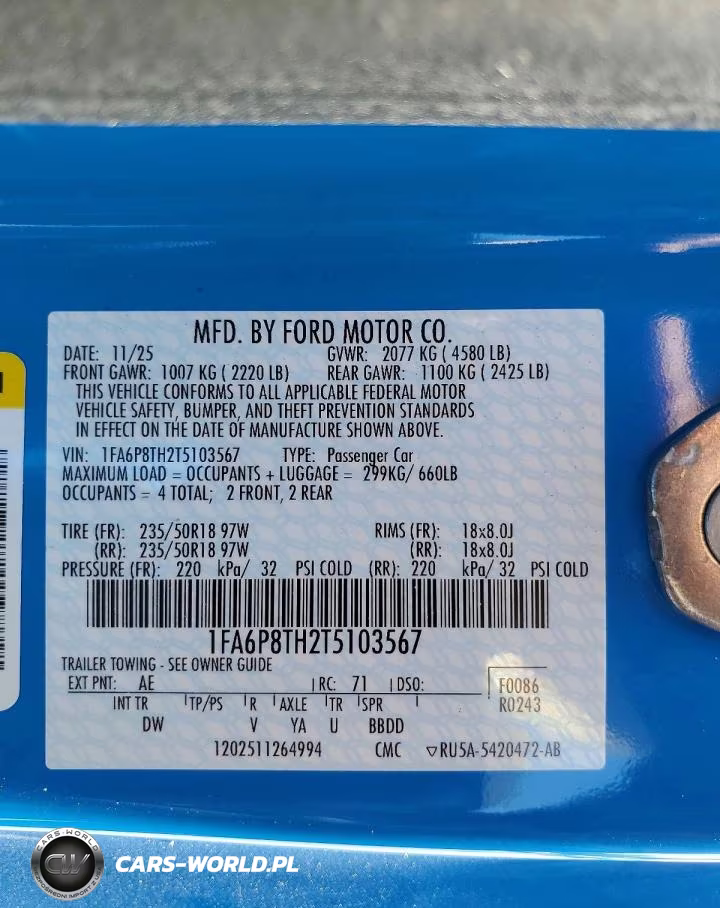 2026 Ford Mustang VIN:1FA6P8TH2T5103567 - 12