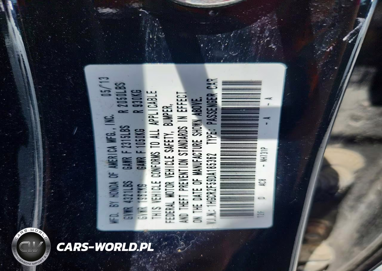 2013 HONDA ACCORD SPORT VIN:1HGCR2F59DA185362 - 12