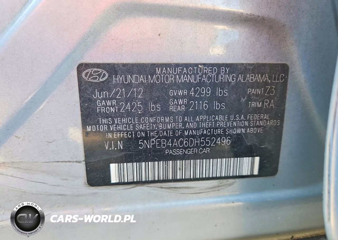 2013 Hyundai Sonata Gls VIN:5NPEB4AC6DH552496 - 13
