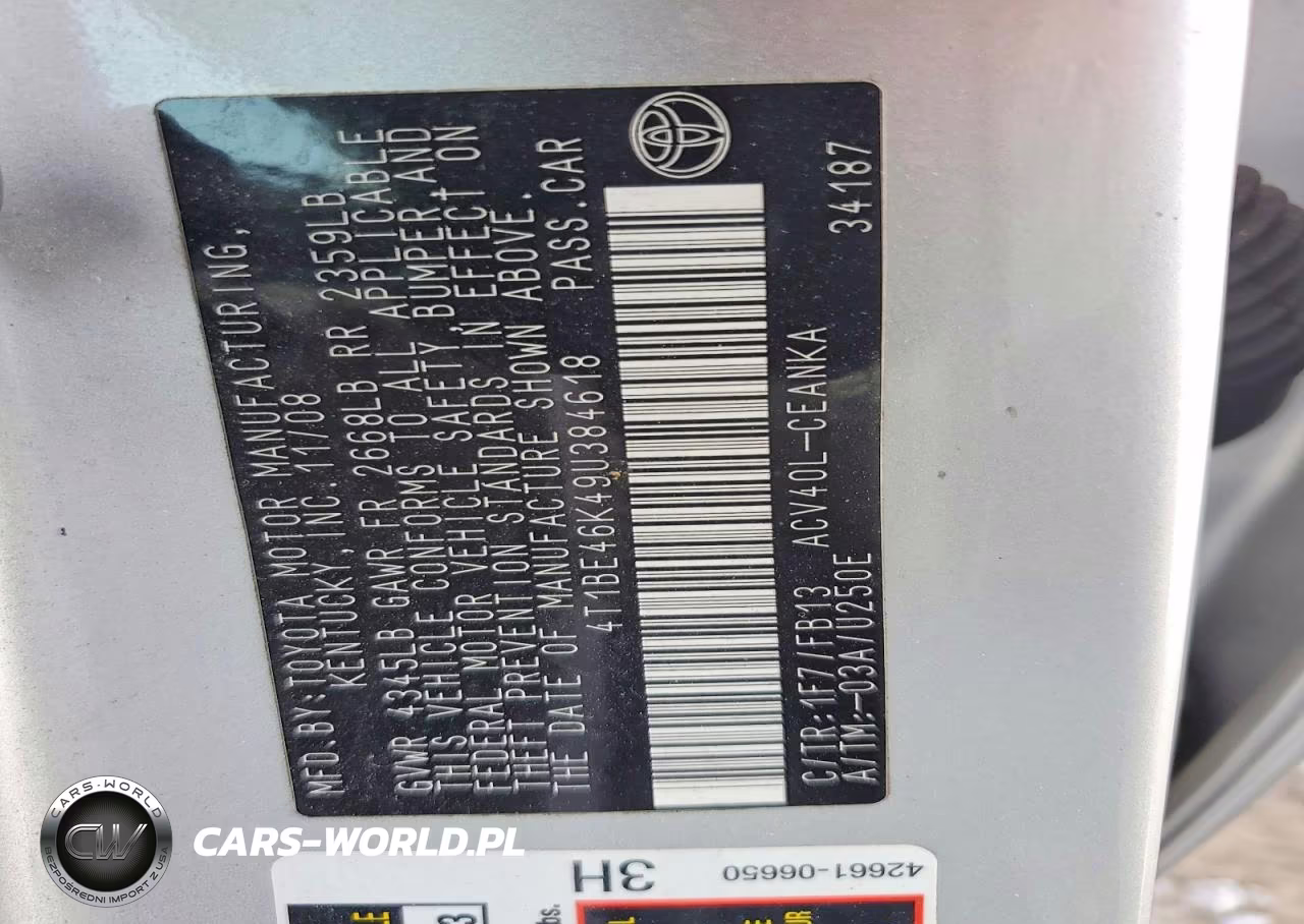 2009 Toyota Camry Base VIN:4T1BE46K49U384618 - 12
