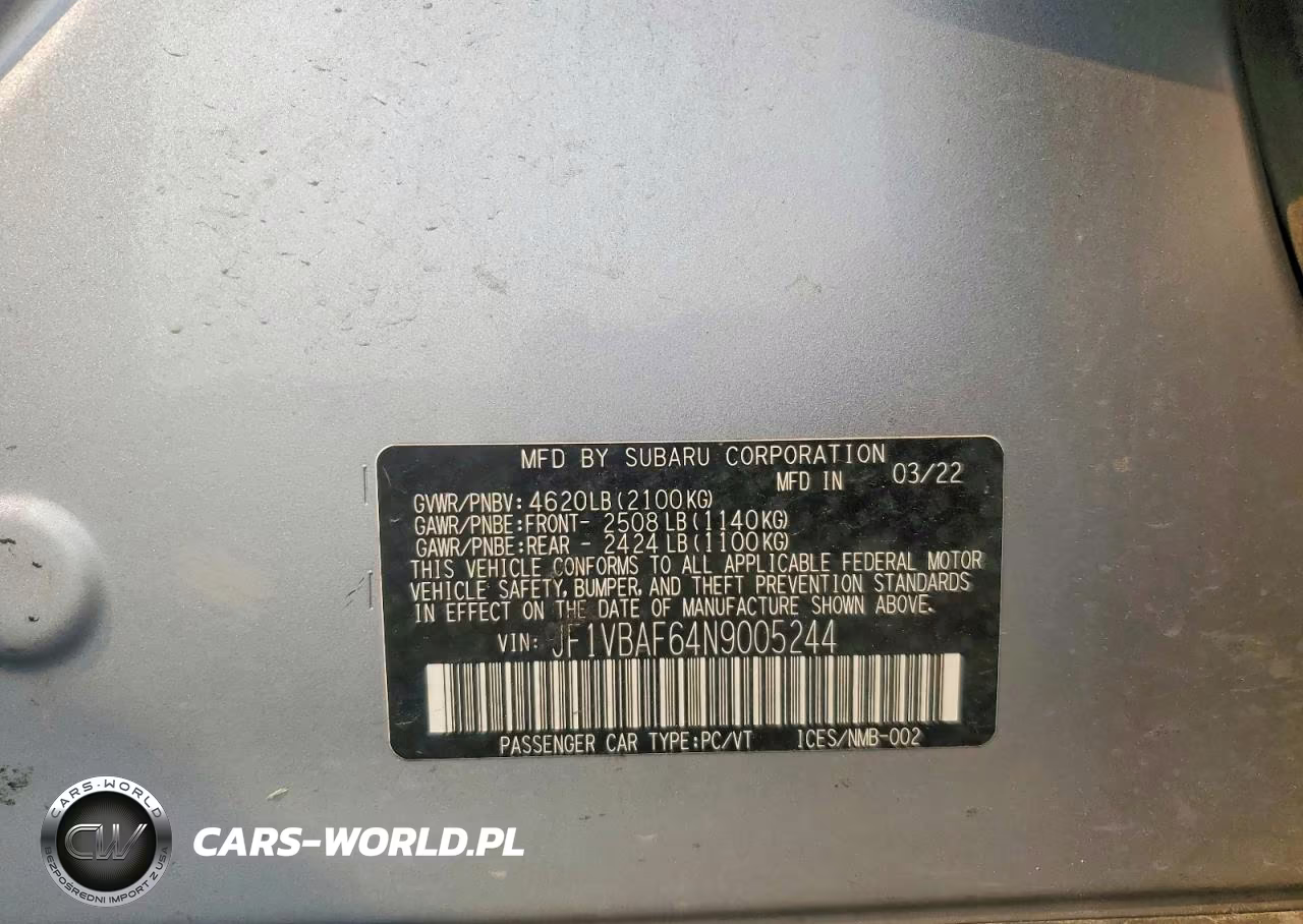 2022 Subaru Wrx Premium VIN:JF1VBAF64N9005244 - 12