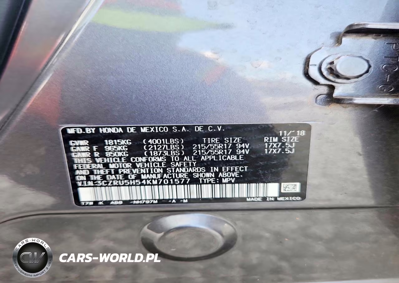 2019 Honda Hr-V Ex VIN:3CZRU5H54KM701577 - 12