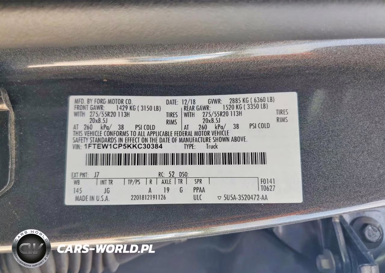 2019 Ford F150 Supercrew VIN:1FTEW1CP5KKC30384 - 12