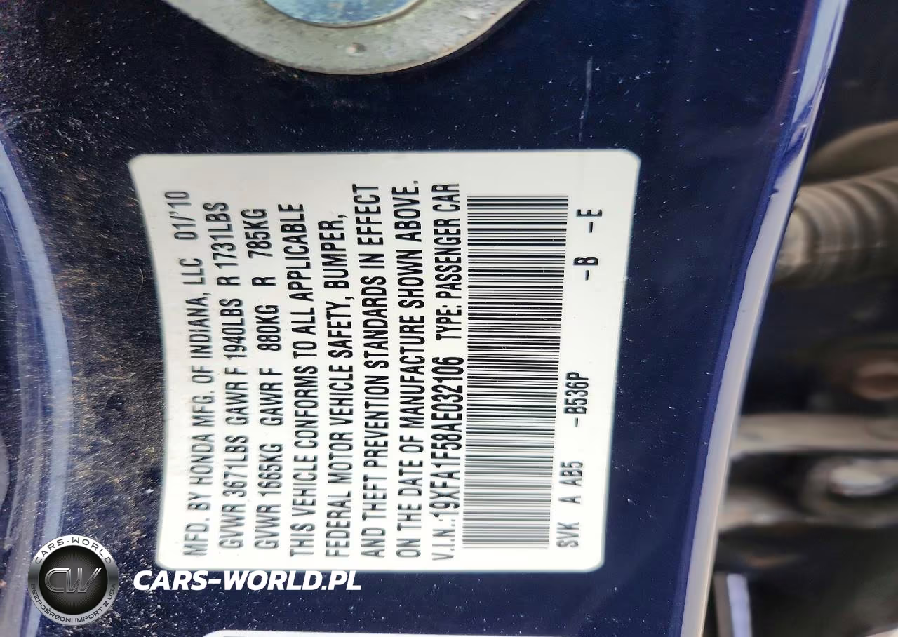 2010 Honda Civic Lx VIN:19XFA1F58AE032106 - 12