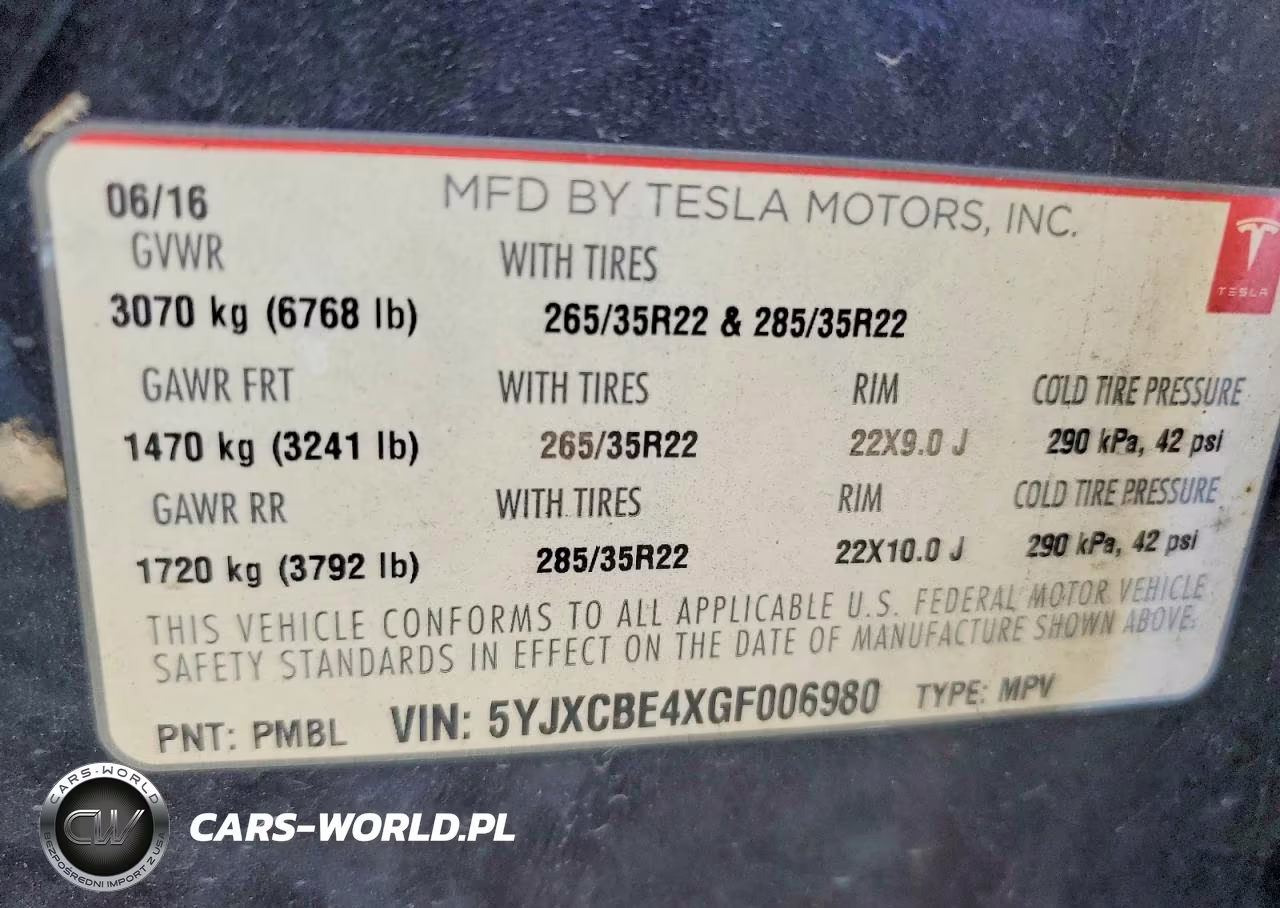 2016 Tesla Model X VIN:5YJXCBE4XGF006980 - 13