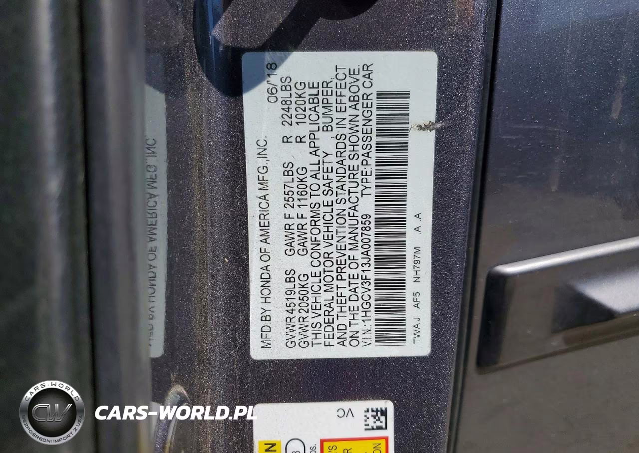 2018 Honda Accord Hybrid VIN:1HGCV3F13JA007859 - 12