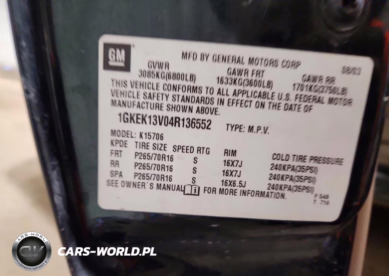 2004 GMC Yukon VIN:1GKEK13V04R136552 - 13