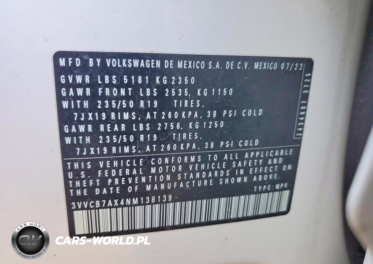 2022 Volkswagen Tiguan Se R-Line Black VIN:3VVCB7AX4NM138139 - 13