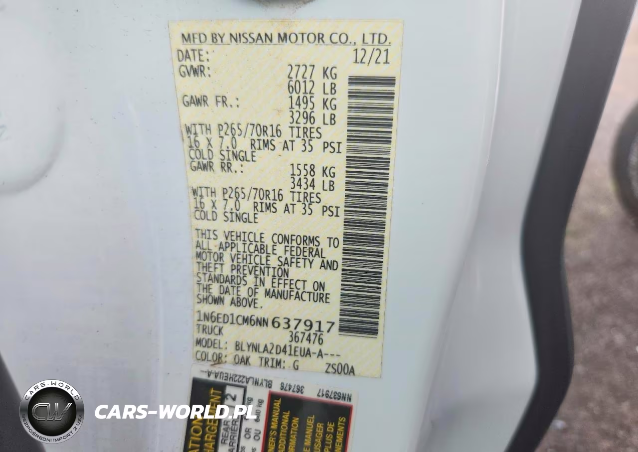 2022 Nissan Frontier S VIN:1N6ED1CM6NN637917 - 12