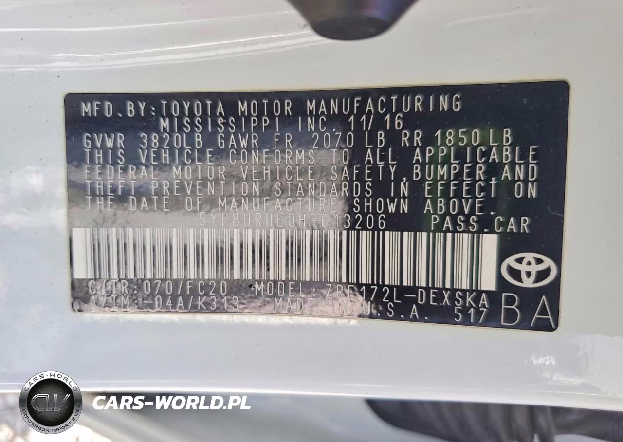2017 Toyota Corolla Se VIN:5YFBURHE0HP613206 - 13