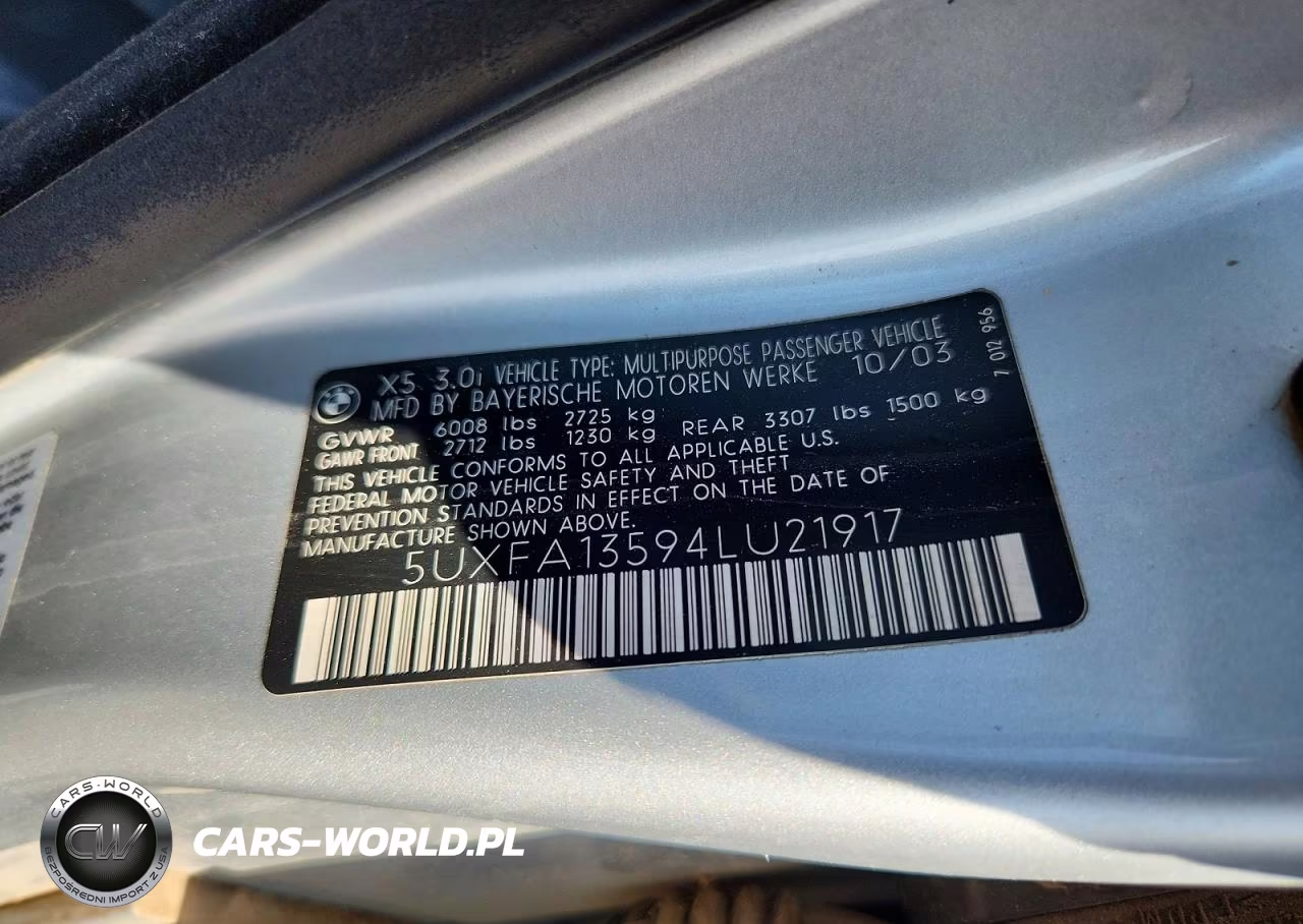 2004 BMW X5 3.0I VIN:5UXFA13594LU21917 - 13
