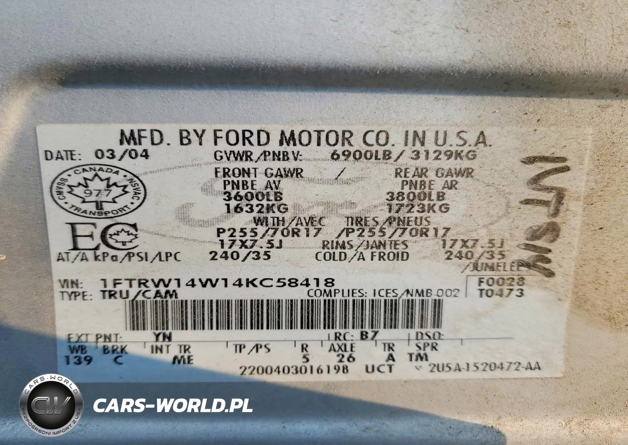 2004 Ford F150 Supercrew VIN:1FTRW14W14KC58418 - 13
