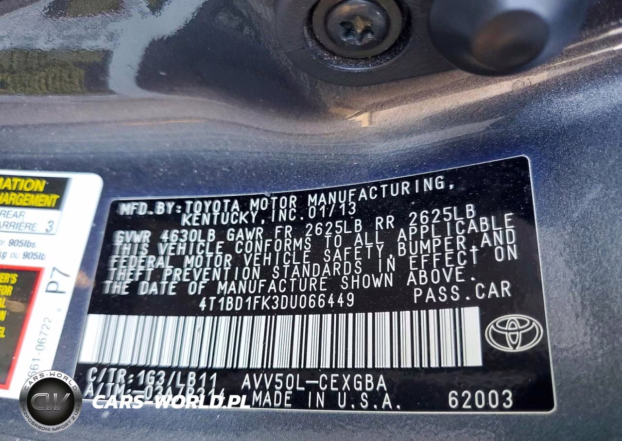 2013 Toyota Camry Hybrid Xle VIN:4T1BD1FK3DU066449 - 12