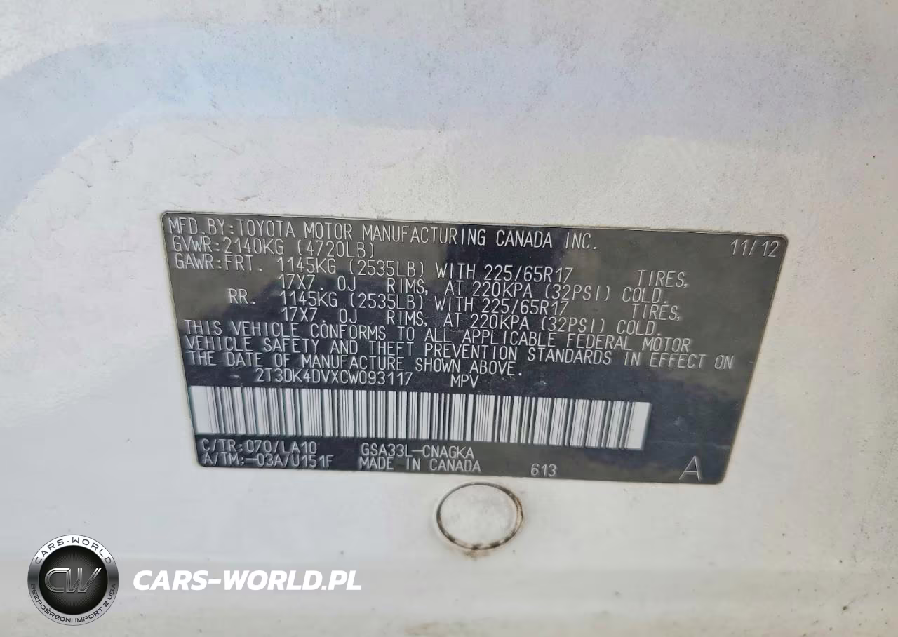 2012 Toyota Rav4 Limited VIN:2T3DK4DVXCW093117 - 12