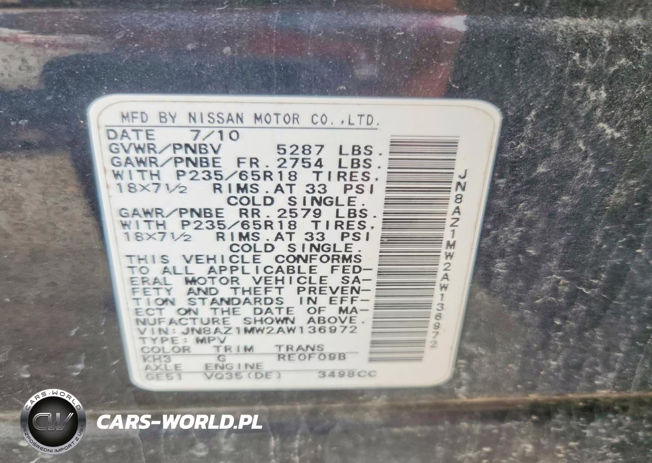 2010 Nissan Murano S VIN:JN8AZ1MW2AW136972 - 12