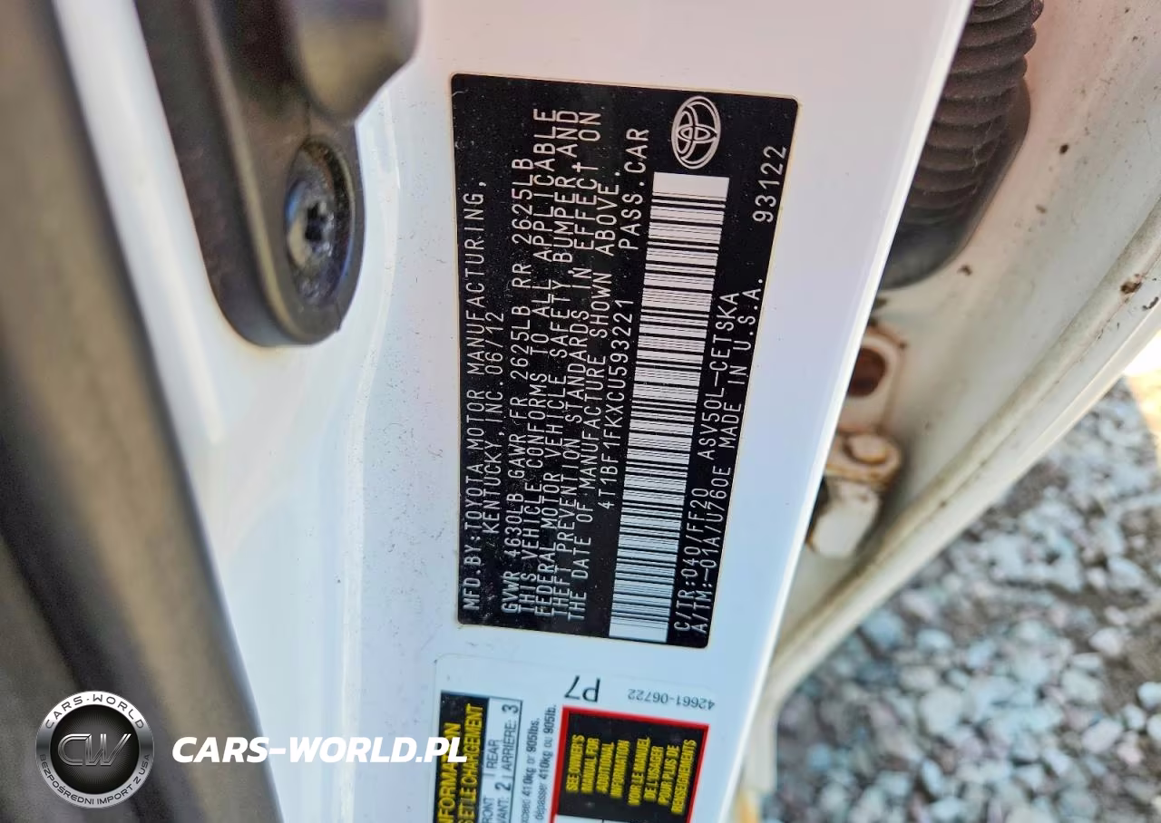 2012 Toyota Camry Se VIN:4T1BF1FKXCU593221 - 12
