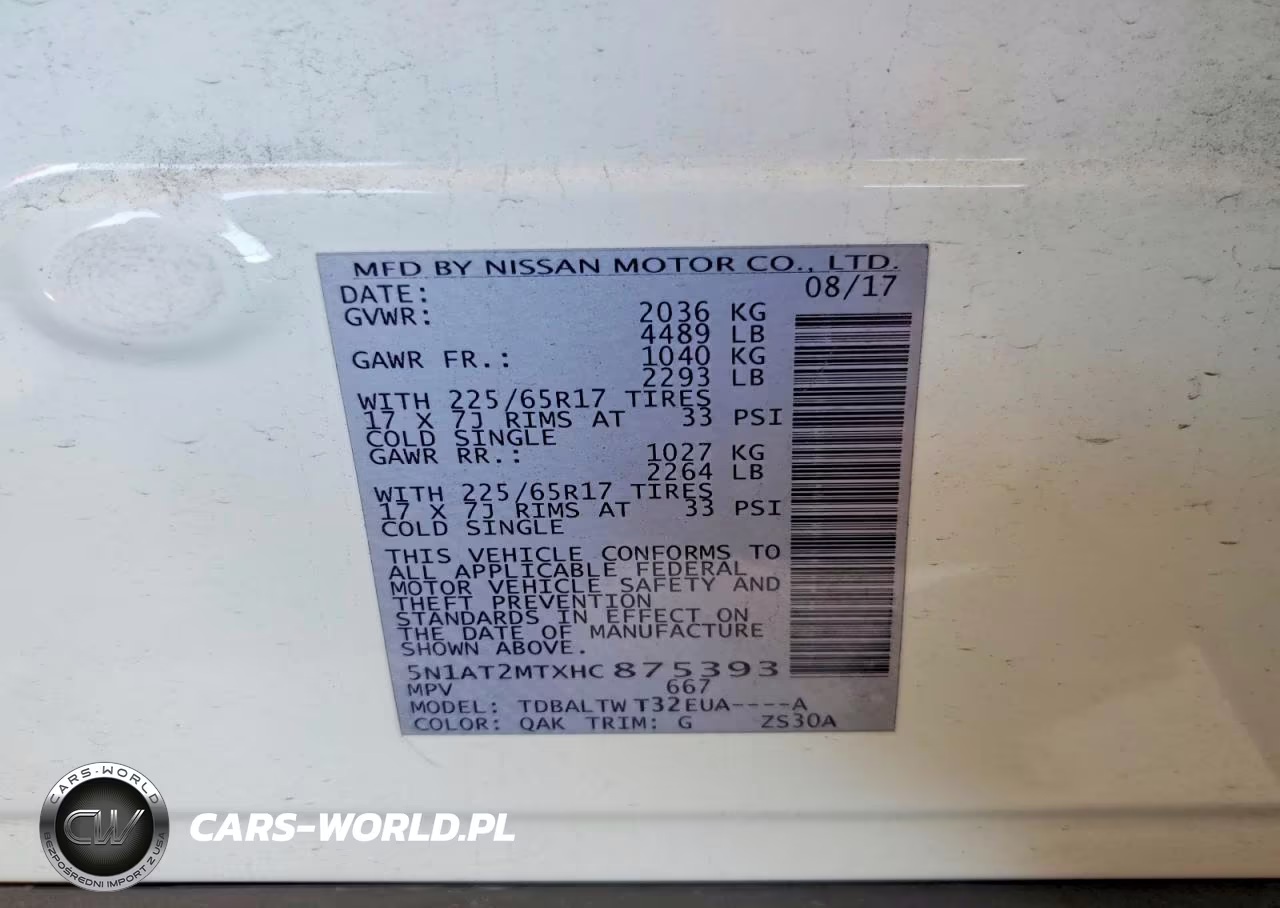2017 Nissan Rogue Sv VIN:5N1AT2MTXHC875393 - 14