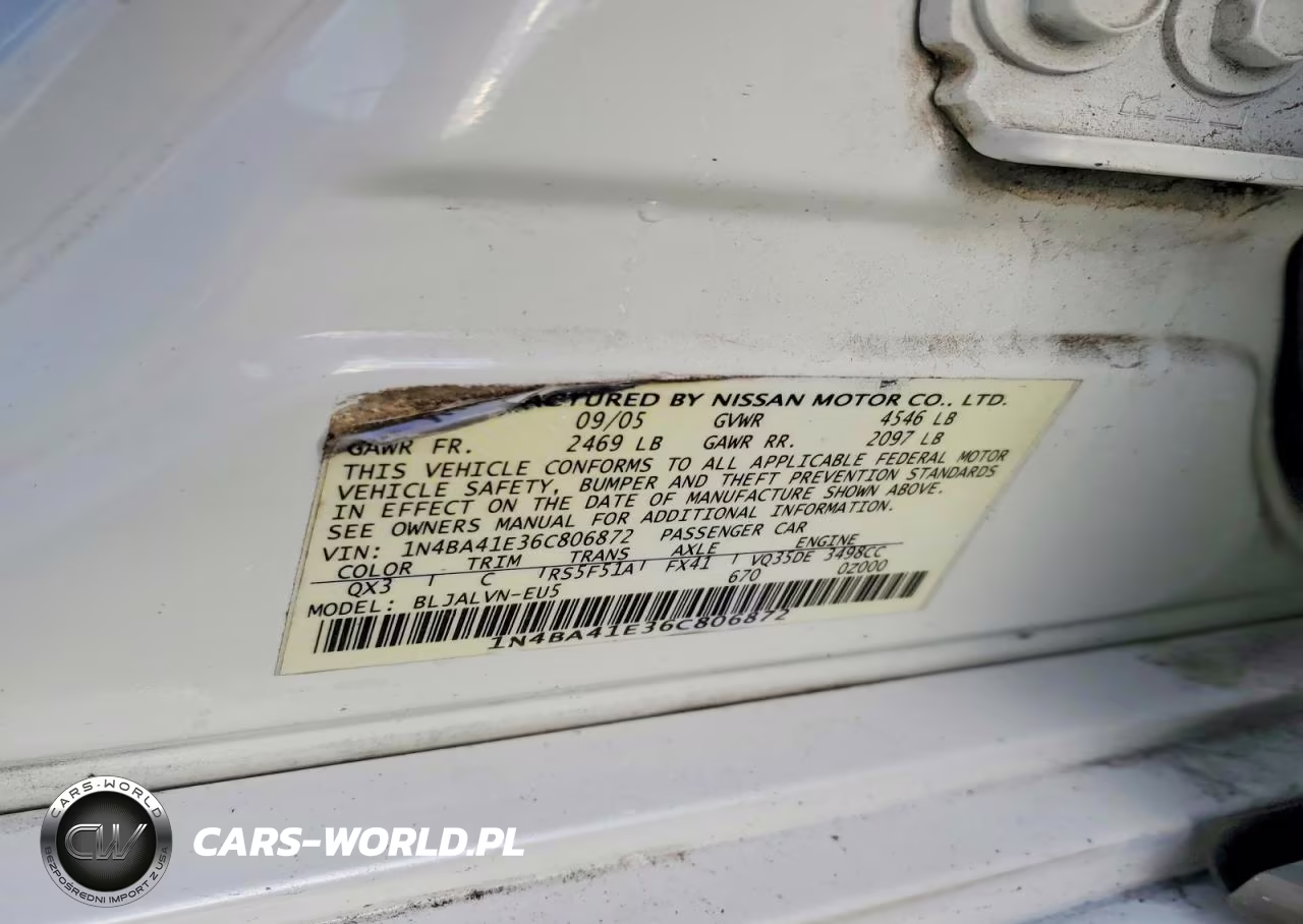 2006 Nissan Maxima 3.5 Se VIN:1N4BA41E36C806872 - 12