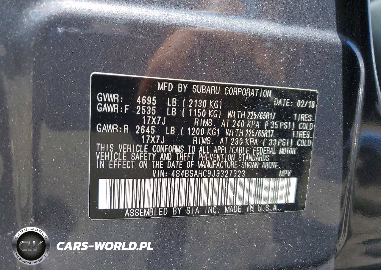 2018 Subaru Outback 2.5I Premium VIN:4S4BSAHC9J3327323 - 13