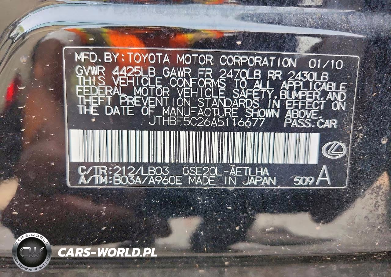 2010 Lexus Is 250 Base VIN:JTHBF5C26A5116677 - 13