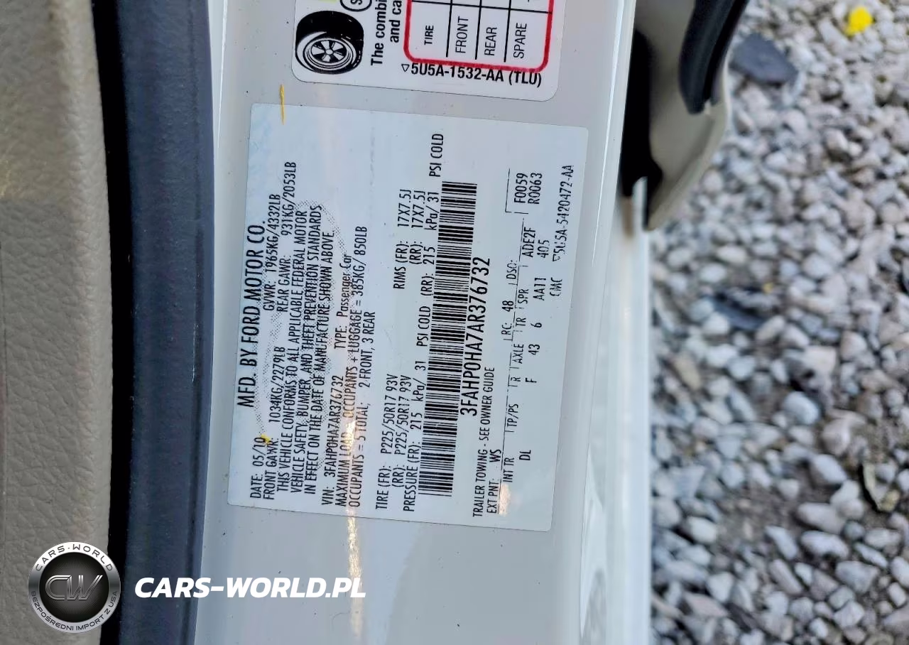 2010 Ford Fusion Se VIN:3FAHP0HA7AR376732 - 12