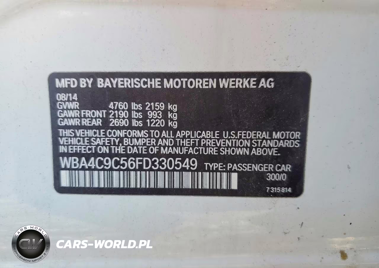 2015 BMW 428 Xi Gran Coupe Sulev VIN:WBA4C9C56FD330549 - 12