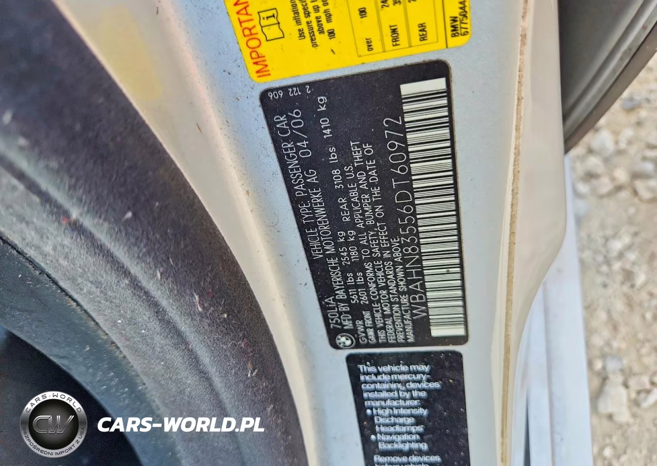 2006 BMW 750 Li VIN:WBAHN83556DT60972 - 12
