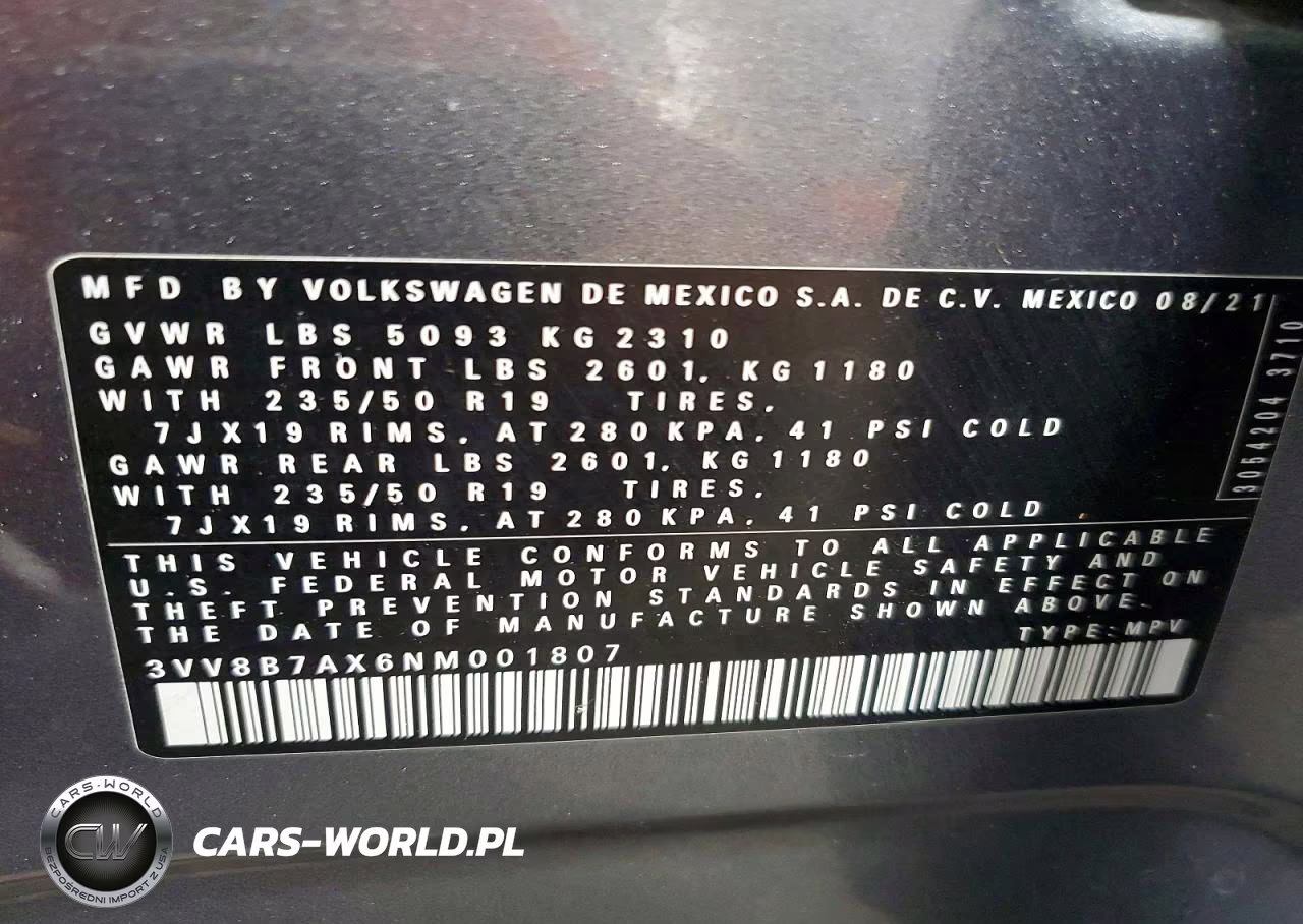 2022 Volkswagen Tiguan Se R-Line Black VIN:3VV8B7AX6NM001807 - 13