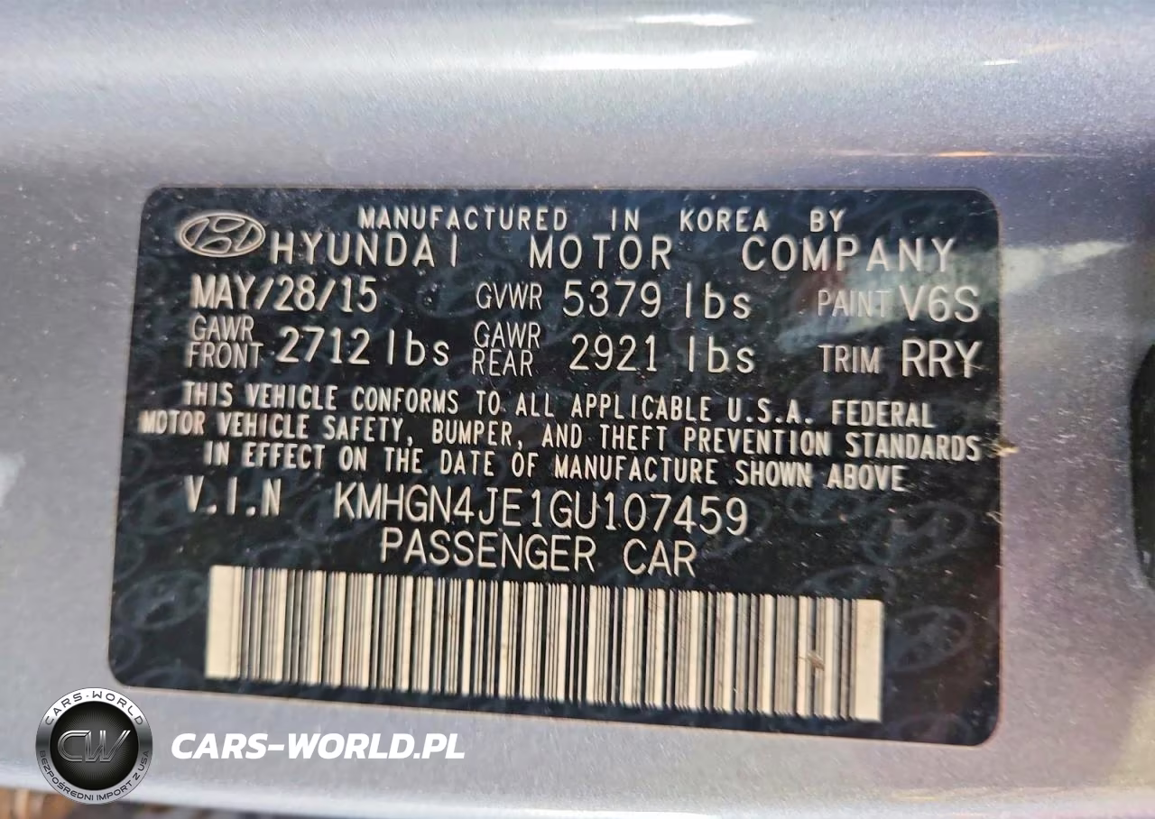 2016 Hyundai Genesis 3.8L VIN:KMHGN4JE1GU107459 - 12