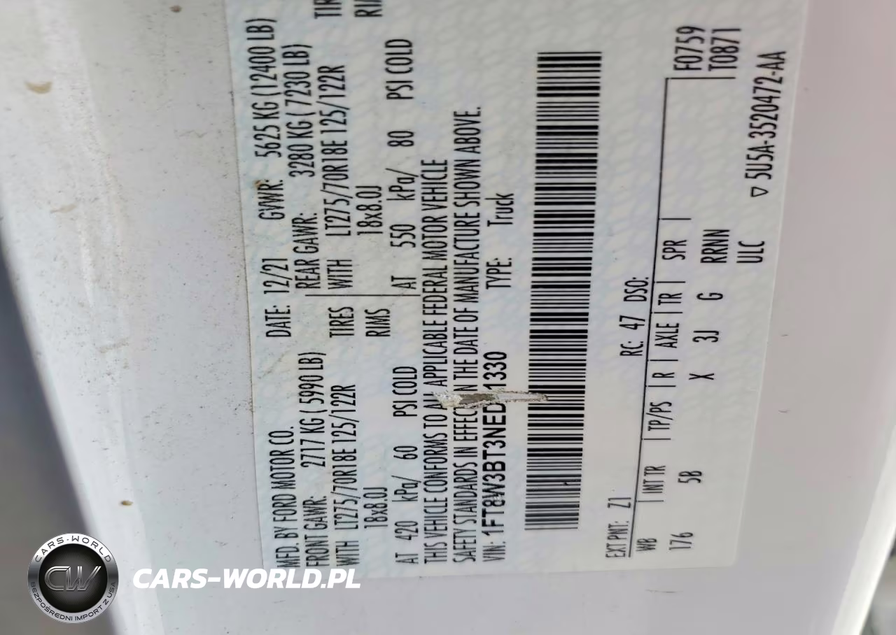 2022 Ford F350 Super Duty VIN:1FT8W3BT3NED51330 - 13