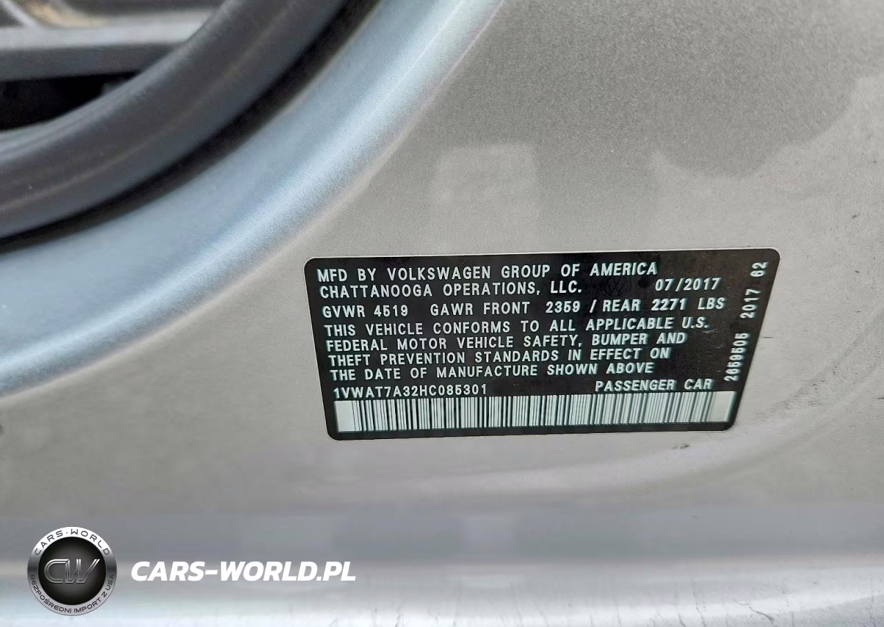 2017 Volkswagen Passat S VIN:1VWAT7A32HC085301 - 12
