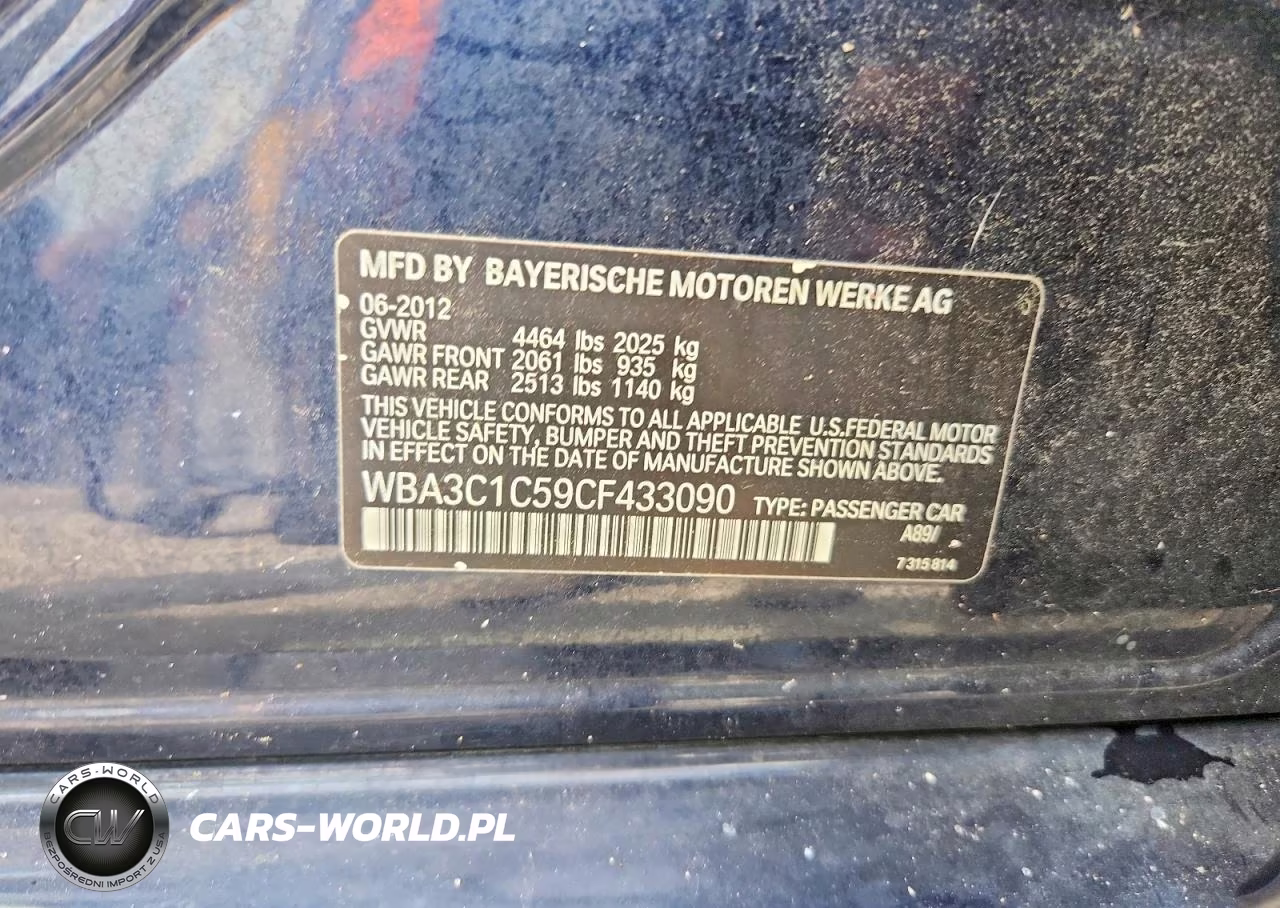 2012 BMW 328 I Sulev VIN:WBA3C1C59CF433090 - 12
