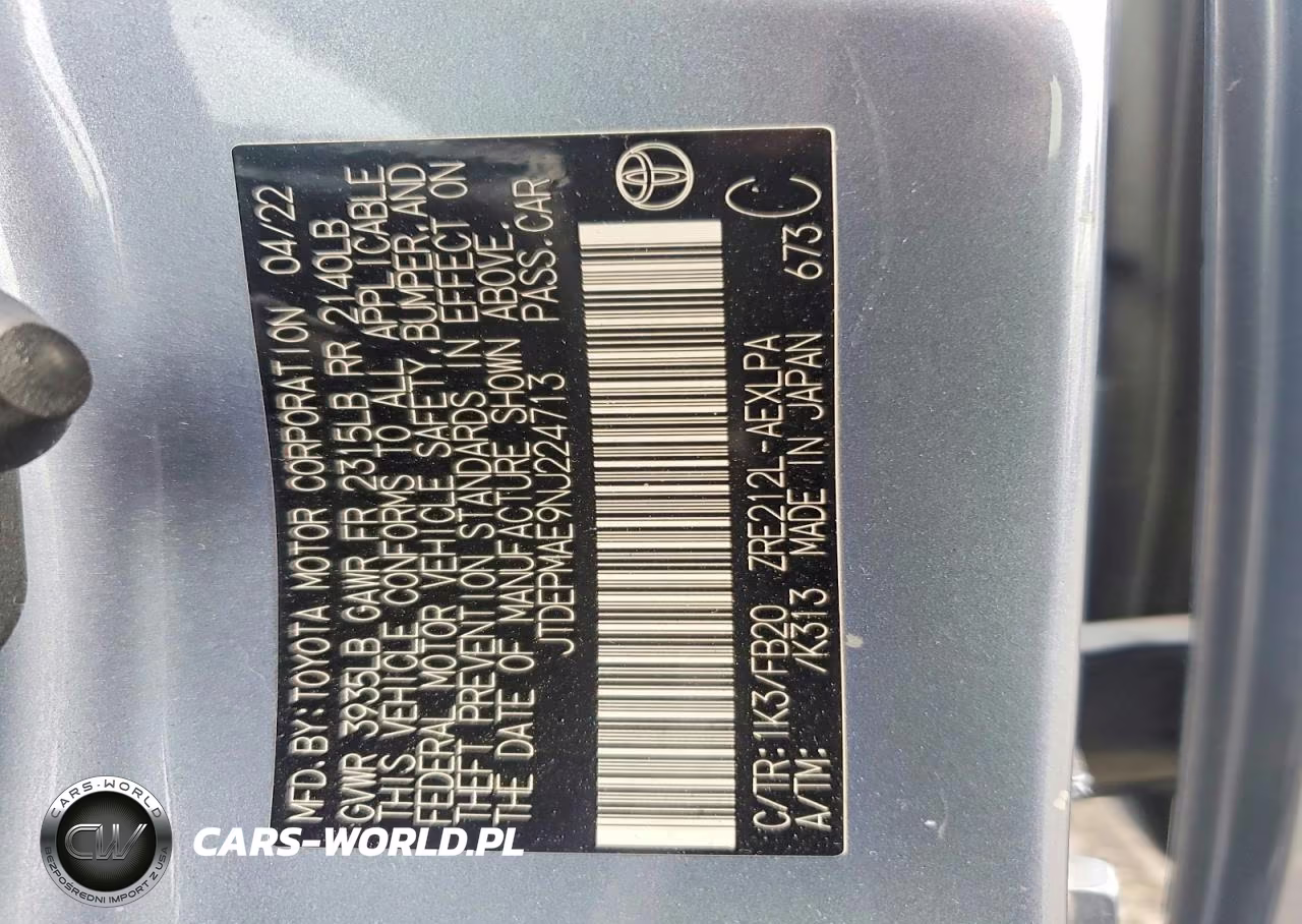 2022 Toyota Corolla Le VIN:JTDEPMAE9NJ224713 - 12