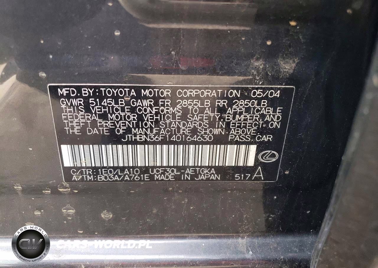2004 Lexus Ls 430 VIN:JTHBN36F140164630 - 12