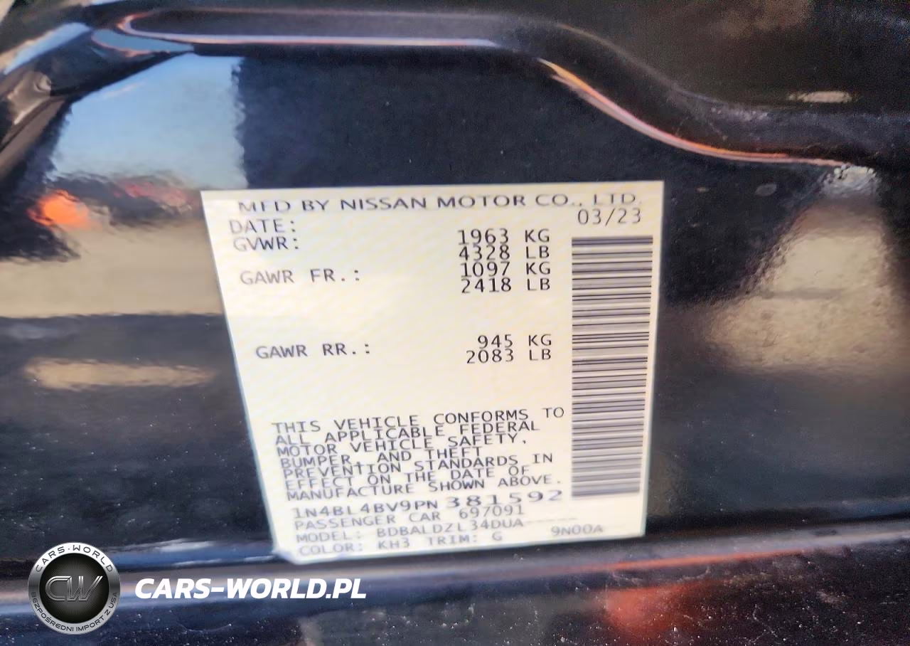 2023 Nissan Altima S VIN:1N4BL4BV9PN381592 - 12