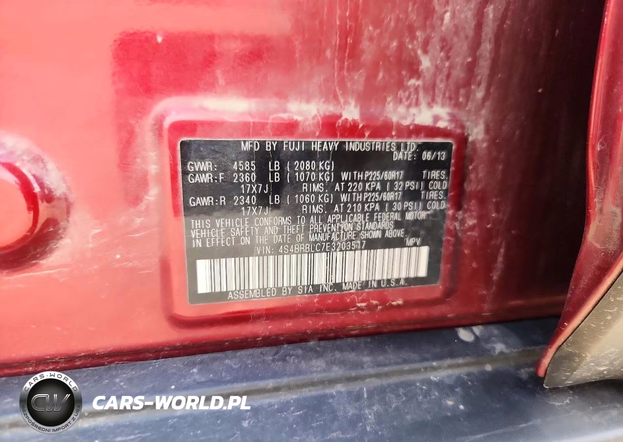 2014 Subaru Outback 2.5I Limited VIN:4S4BRBLC7E3203517 - 13